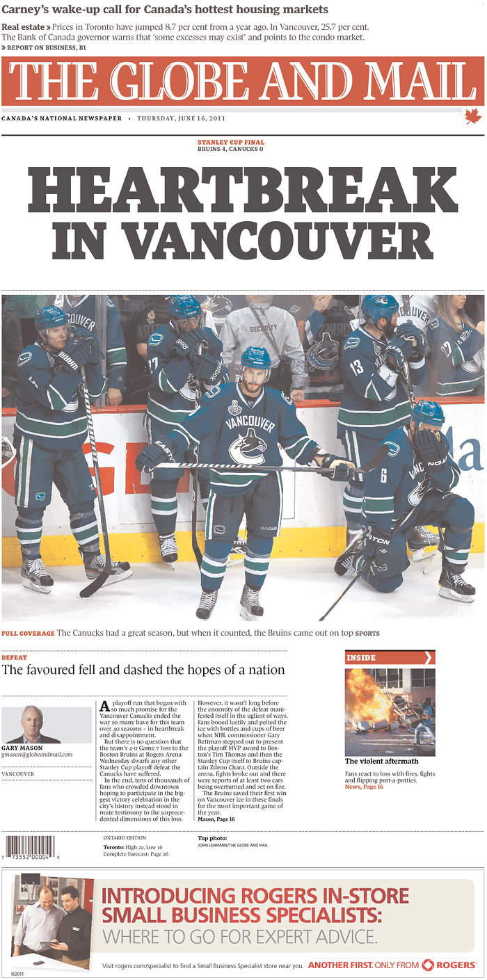 Stanley Cup newspaper fronts